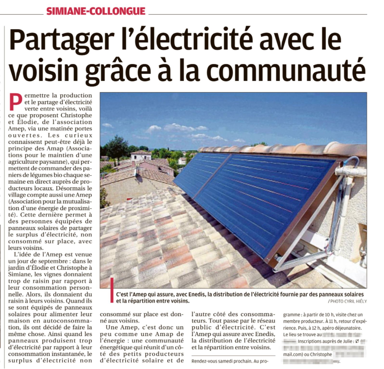 Partager lélectricité avec le voisin grâce à la communauté - AMEP - La Provence